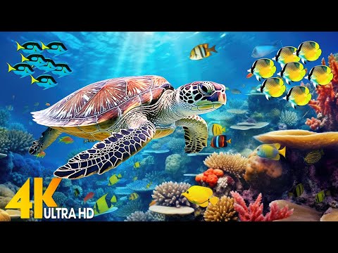 Ocean 4K - Sea Animals for Relaxation, Beautiful Coral Reef Fish in Aquarium(4K Video Ultra HD) #142