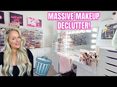 MASSIVE MAKEUP DECLUTTER & ORGANIZATION 2024 😱 GETTING RID OF ALL MY MAKEUP | KELLY STRACK