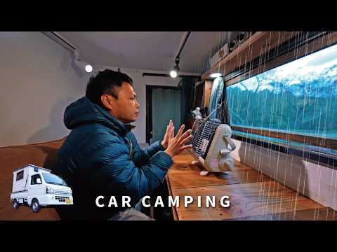 [Car camping in heavy rain] Winter rain is cold and sharp. Sleeping in a light truck. 187