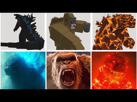 比較：実生活でのゴジラからキングコングまでのMinecraftモンスター