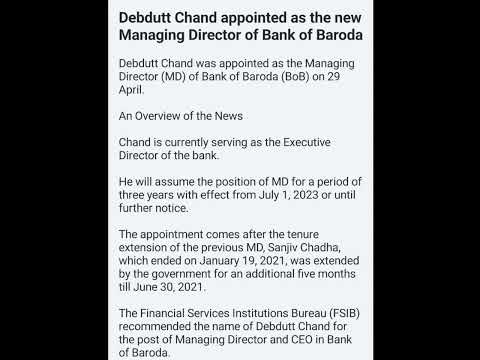 MD of bank of baroda #shortvedio #currentaffairs #gkfacts