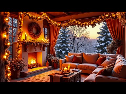 Soft Jazz Music On A Peaceful Winter Day ❄Fireplace Crackling And Fire Sounds To Relax