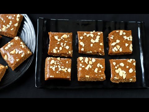 NO WHITE SUGAR, NO GHEE - 4 Ingredient Burfi Recipe 👌👌 || Healthy Jaggery Sweet || Diwali  Recipes