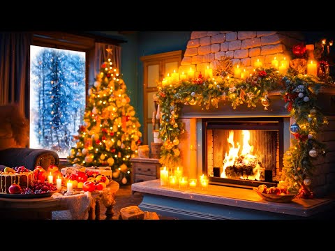 Relaxing Holiday Christmas Music 🎅🎄 Crackling Fireplace Christmas Music 🔥 Christmas Background Music