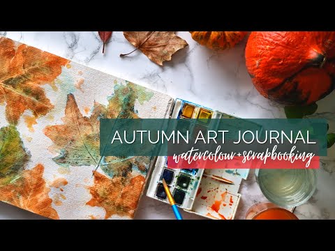 🍂 Autumn/Fall Art Journal 🎃 FULL Video in 4K | Watercolour + Scrapbooking Journaling