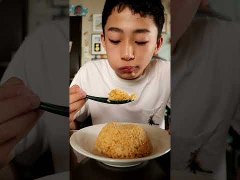 雲丹醤油炒飯を作って食べる男子   #shorts #ジュニアスイマー