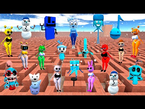 💥 BIG MAZE ALL NEW MISS SPRUNKI FAMILY WENDA PINKI RADDY YELLOW COOL AS ICE SPARTAN KICKING in Gmod