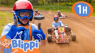 Blippi's Go Kart Race | Blippi | 🚌Wheels on the BUS Songs! | 🚌Nursery Rhymes for Kids