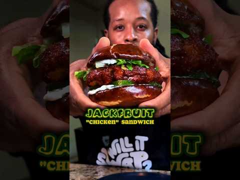 Jackfruit "Chicken" Sandwich #youtubeshorts #jackfruit #veganrecipe #vegan #recipe #cooking #food