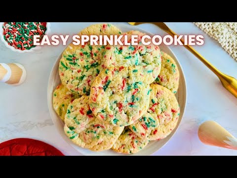 Easy Holiday Cake Mix Cookies with Sprinkles | Soft, Chewy, & Ready in Minutes! | Cookies for Santa