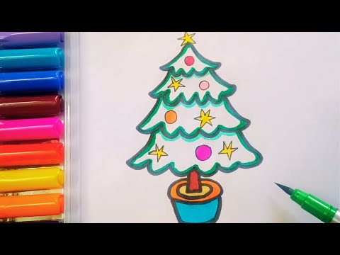 Drawing and Painting Christmas Tree for Kids & Toddlers | Simple Drawing, Coloring #drawing