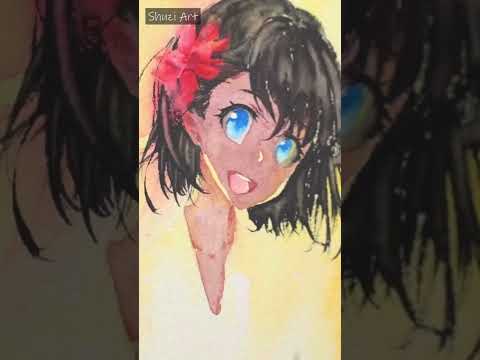 Anime Watercolor Speed Painting | Mio | #shorts