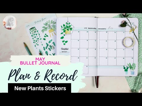 Plan & Record Page Setup| Bullet Journal May 2021| PLAN WITH ME| New Plant Sticker Sheets