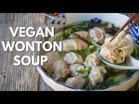 Most cozy and delicious vegan wonton soup