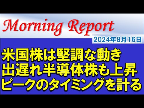 【モーニングレポート】米国株は堅調！半導体株も出遅れ修正の動き！株価ピークのタイミングを探る！