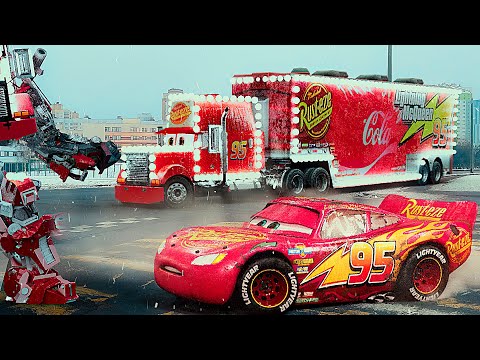 Lightning McQueen TRANSFORMERS in Real Life on Road cars 4 PIXAR