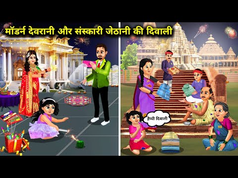 मॉडर्न देवरानी और संस्कारी जेठानी की दिवाली|| Hindi Cartoon Stories|| Diwali Of Cultured And Modern.