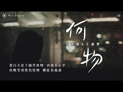 [ 动态歌词Lyrics ] Lancelot_兰斯洛 -《何物》（Cover by张碧晨&王赫野）『 我白天是个搞笑废物 表演不在乎，夜晚变成忧伤怪物 撕扯着孤独 』