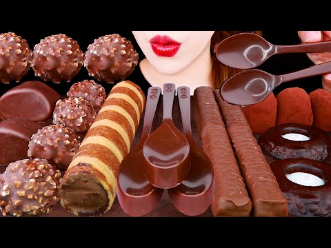 ASMR CHOCOLATE MARSHMALLOW, EDIBLE SPOON, SKEWERS TTEOK *CHOCOLATE PARTY* EATING SOUNDS MUKBANG 먹방