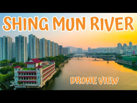 Shing Mun River in Shatin Drone Shot