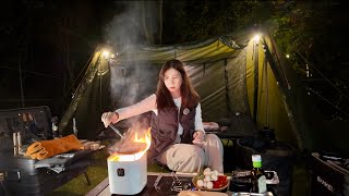 【Solo Camping】Comfortable winter camping, fire barbecue, unboxing WarmBond BONDSTOVE MINI stove