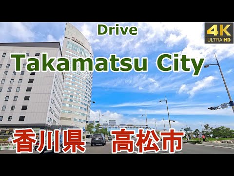 4K drive front car window video - Takamatsu City, Kagawa,  Japan