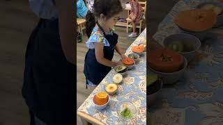 Sensory Exploration with Fruits and Vegetables #excelledmontessori #montessori #preschoolfun