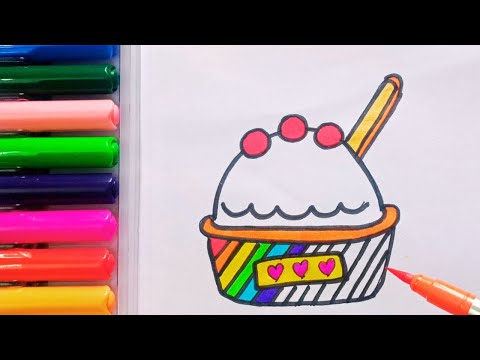 Drawing and Painting Cup Ice-cream for Kids & Toddlers | Simple Drawing, Coloring #drawing