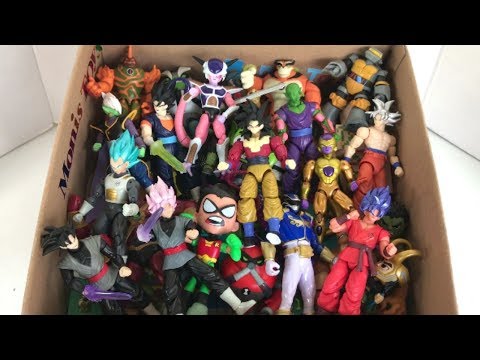 Box Full of Action Figures with Names Dragon Ball Super Figures Ben 10 Toys Power Rangers Minecraft