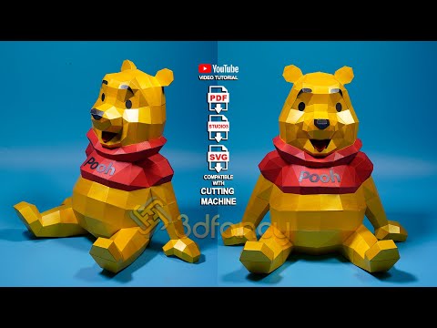 DIY Pooh Bear Paper Craft, Winnie the pooh papercraft | How to make Pooh Bear Low Poly Step by Step