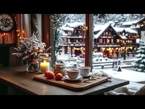 Cozy Winter Coffee Shop Ambience with Relaxing Jazz Music 🎄❄️🎀Cozy Christmas for Relax