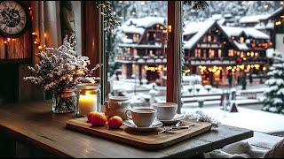 Cozy Winter Coffee Shop Ambience with Relaxing Jazz Music 🎄❄️🎀Cozy Christmas for Relax