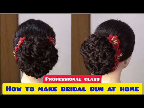 bridal bun hairstyle for wedding party at home | juda banane ka tarika | juda banane ka |