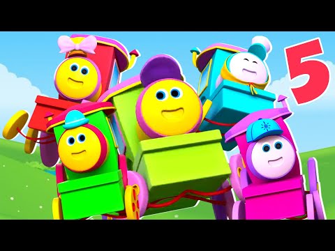 Five Little Trains, Kids Song And Car Cartoon Video  for Kids