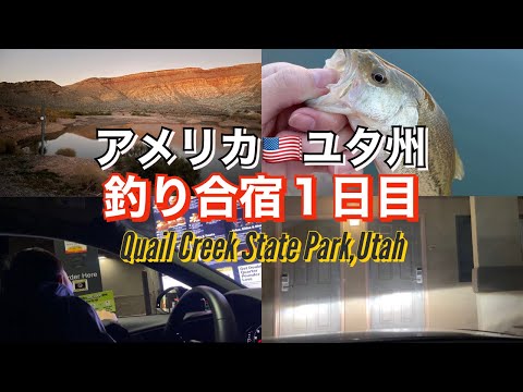 【ユタ州🇺🇸バス釣り合宿】１日目。泊まったホテルのセキュリティゆるゆるだったけど大丈夫そ？w｜BASS FISHING Quail creek state park,Utah