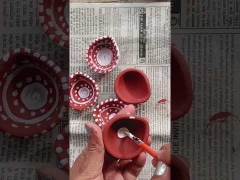 Let's paint earthen lamp#diy #painting#diwalidiya#diwalispecial#reuse #diwalidecoration#satisfying