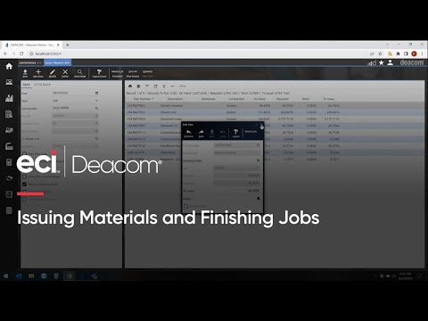 Issuing Materials and Finishing Jobs with the Deacom ERP System