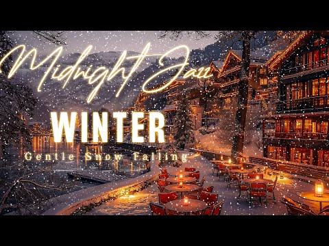 Midnight Winter Jazz with Gentle Snow Falling by the Lake / Elegant Sweet Piano Jazz Instrumental