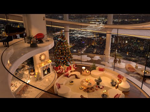 Christmas Jazz Retreat 2025🎄 4K Luxury Penthouse Living Room with Relaxing Melodies for Calm & Focus