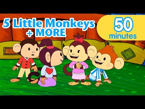 Five Little Monkeys Jumping on the Bed - ELF Learning - Nursery Rhymes