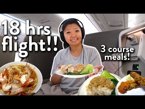 Singapore Airlines BUSINESS CLASS FOOD Review ✈️ Bali to New York (Layover in Singapore)