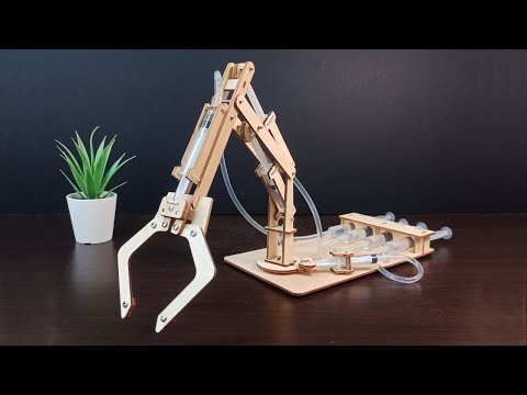 Hydraulic Mechanical Robot Arm, wooden DIY Science & Education kits.