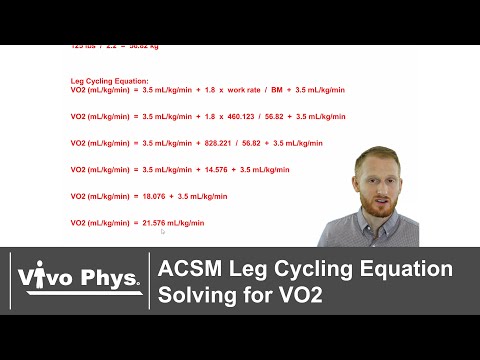 ACSM Leg Cycling Equation Solving for Oxygen Consumption - VO2