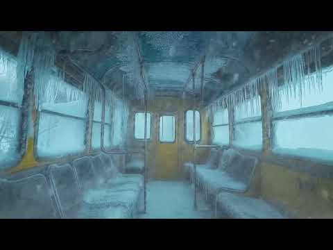 Snowy Winter Ambience in a Old Bus | Howling Snowstorm Ambience Snow Blizzard White Noise for Sleep