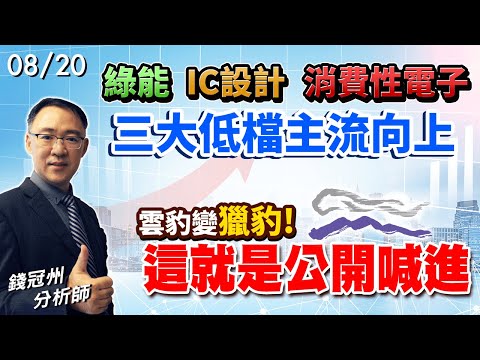 2024/08/20  綠能、IC設計、消費性電子!三大低檔主流向上，雲豹變獵豹! 這就是公開喊進  錢冠州分析師