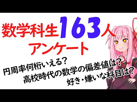 【数学科】数学科生163人にアンケートをとってみました！！！！！【第2回中編】