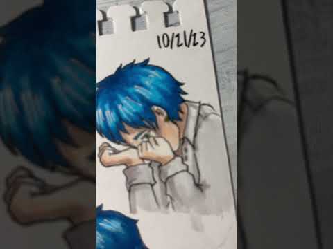 Drawing a cute boy with blue hair #markers #art #drawing #anime #oc #characters