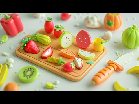 Satisfying Video | Cutting Plastic Fruits and Vegetables ASMR | Relaxing Video ASMR