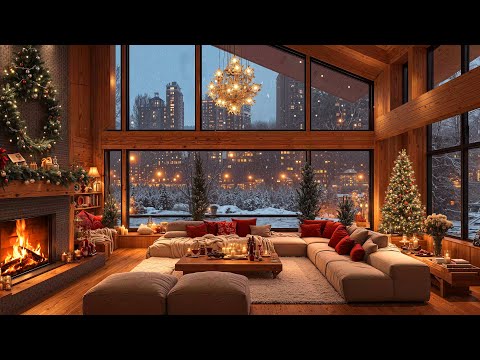 Relaxing Christmas Jazz Music & Fireplace Sounds for Good Mood 🎄 Cozy Christmas Living Room Ambience