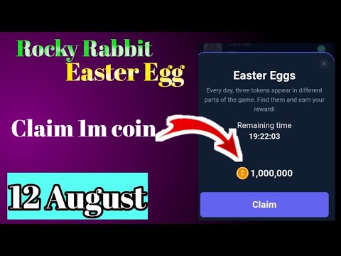 12 August Rocky Rabbit Easter Egg | 1m coin combo| Rocky rabbit Easter egg today | Easter egg |